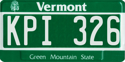 VT license plate KPI326