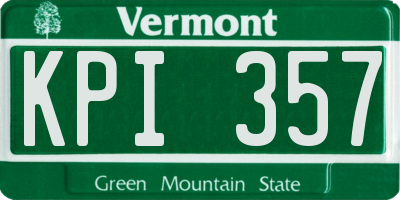 VT license plate KPI357