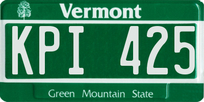 VT license plate KPI425