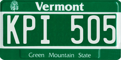 VT license plate KPI505