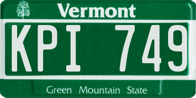 VT license plate KPI749