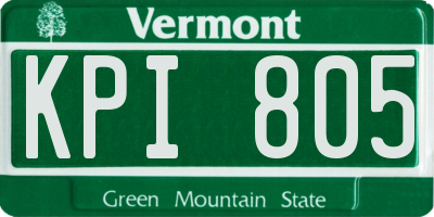 VT license plate KPI805