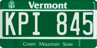 VT license plate KPI845