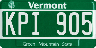 VT license plate KPI905