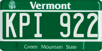 VT license plate KPI922