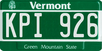 VT license plate KPI926