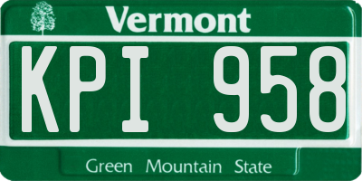VT license plate KPI958