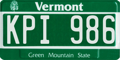 VT license plate KPI986