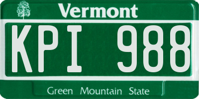 VT license plate KPI988