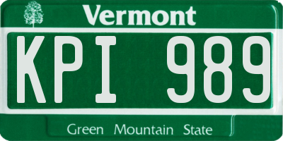 VT license plate KPI989