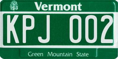 VT license plate KPJ002