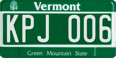 VT license plate KPJ006