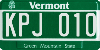 VT license plate KPJ010