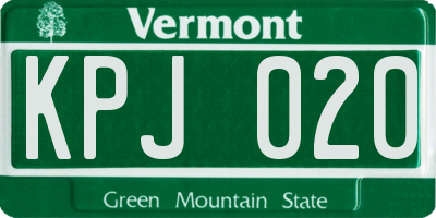 VT license plate KPJ020