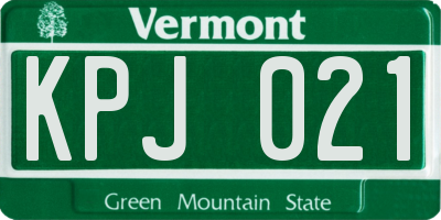 VT license plate KPJ021