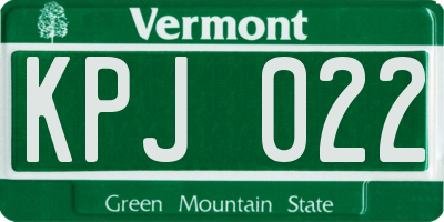 VT license plate KPJ022