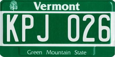 VT license plate KPJ026