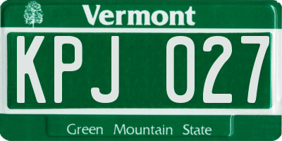 VT license plate KPJ027