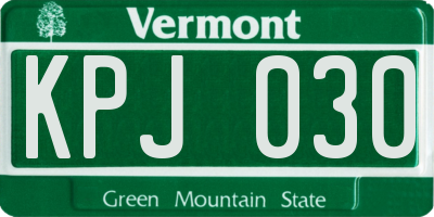 VT license plate KPJ030
