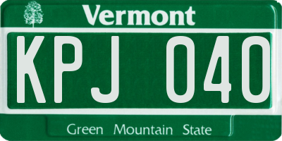 VT license plate KPJ040