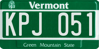 VT license plate KPJ051