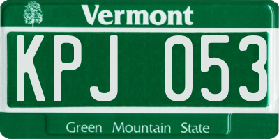 VT license plate KPJ053