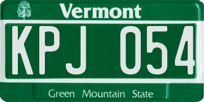 VT license plate KPJ054