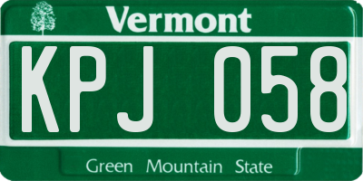 VT license plate KPJ058