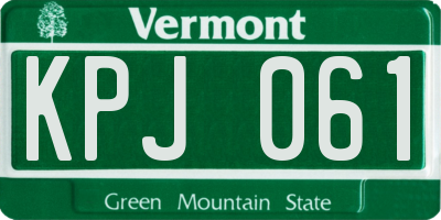VT license plate KPJ061