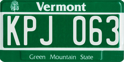 VT license plate KPJ063