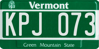 VT license plate KPJ073