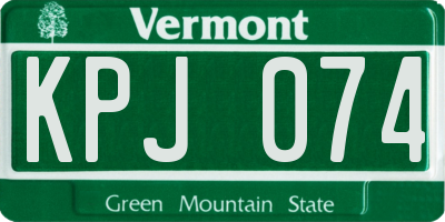 VT license plate KPJ074