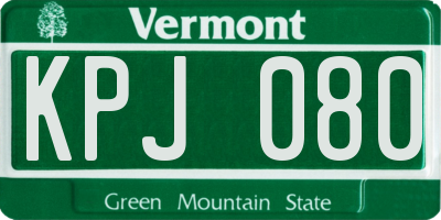 VT license plate KPJ080
