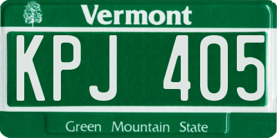 VT license plate KPJ405