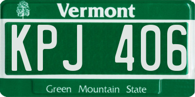 VT license plate KPJ406