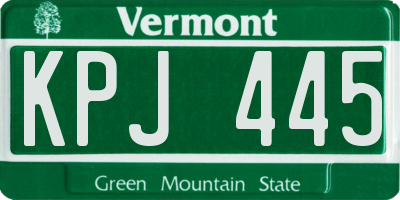 VT license plate KPJ445