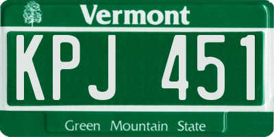 VT license plate KPJ451