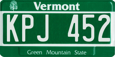 VT license plate KPJ452