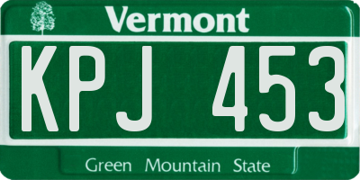 VT license plate KPJ453