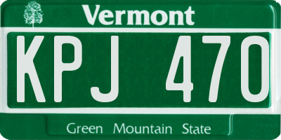VT license plate KPJ470