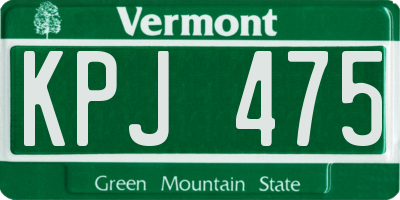 VT license plate KPJ475