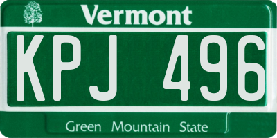 VT license plate KPJ496
