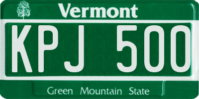 VT license plate KPJ500