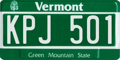 VT license plate KPJ501