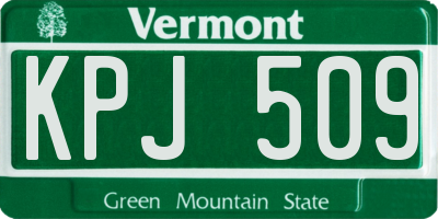 VT license plate KPJ509