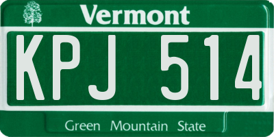 VT license plate KPJ514