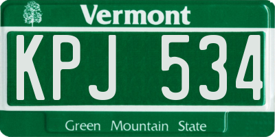 VT license plate KPJ534