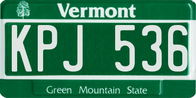 VT license plate KPJ536