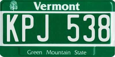 VT license plate KPJ538