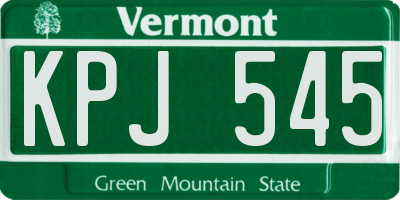 VT license plate KPJ545